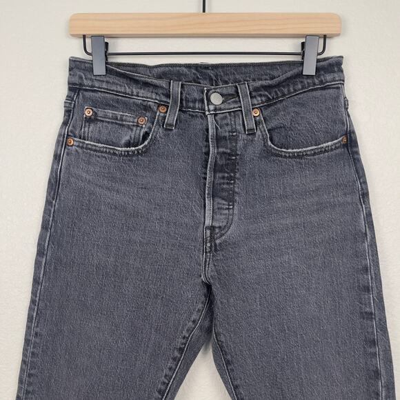 Levi's 501 Skinny Denim Jeans Washed Black 26 Button Fly Frayed Hem Classic - Picture 5 of 16